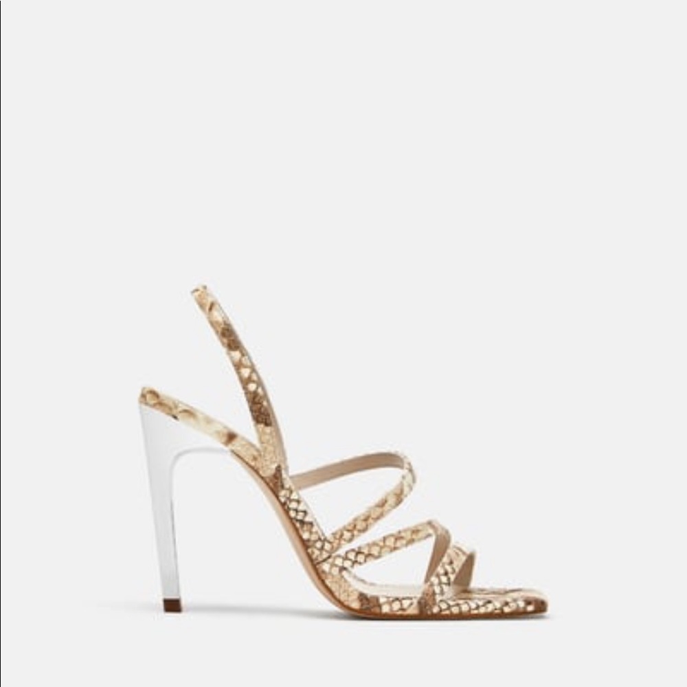 ZARA SNAKE STRAP OPEN TOE HEELS